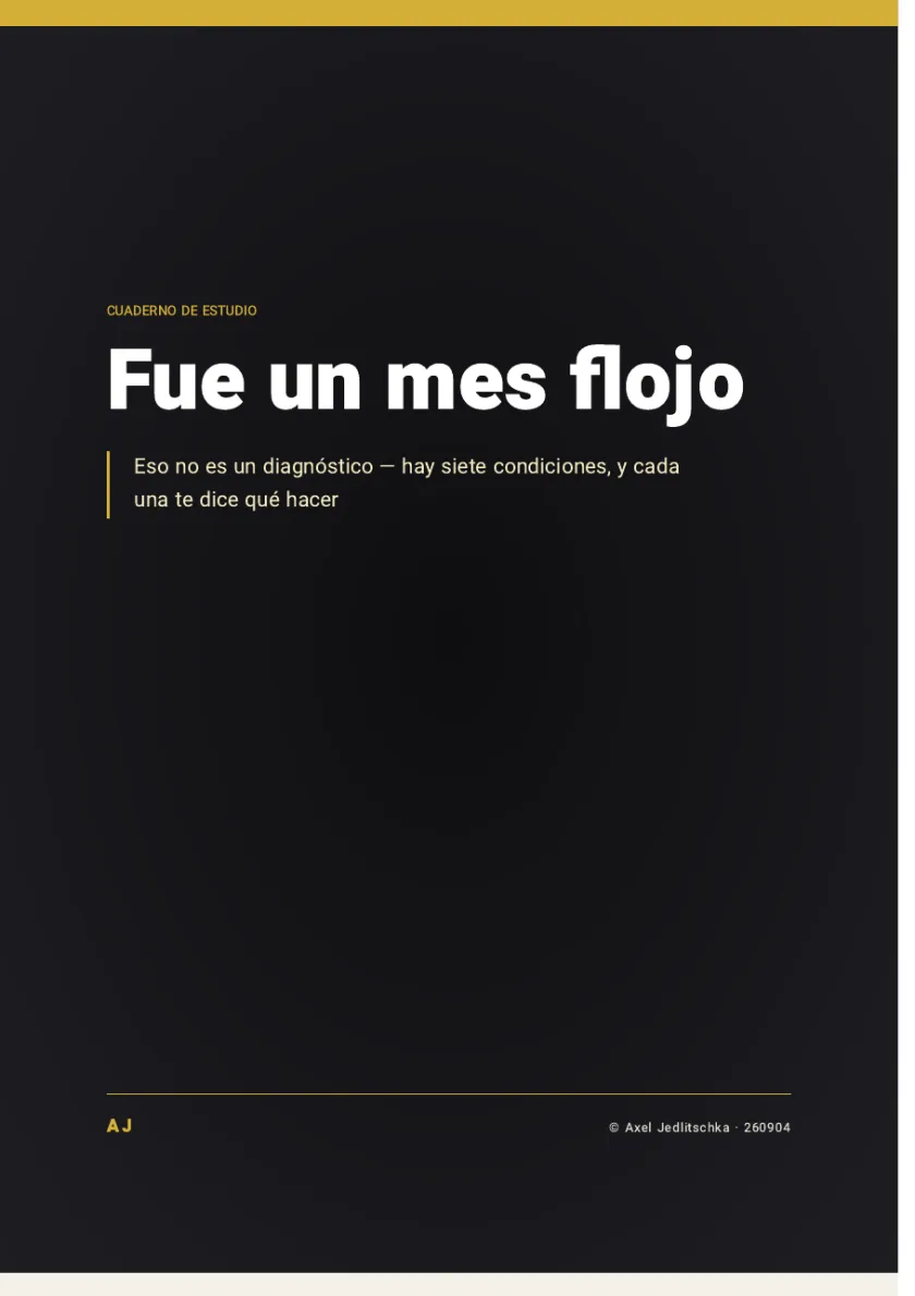La tapa del cuadernillo: Fue un mes flojo. Eso no es un diagnóstico, hay siete condiciones, y cada una te dice qué hacer